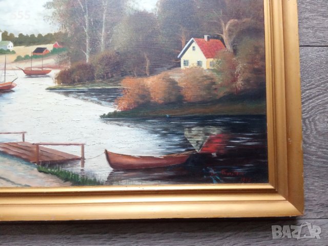 Картина масло - пейзаж 1945 год., снимка 4 - Картини - 43785469