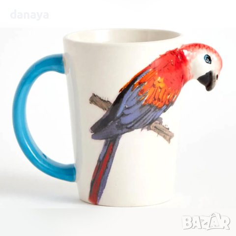 4328 Керамична чаша Папагал, снимка 4 - Чаши - 43583037
