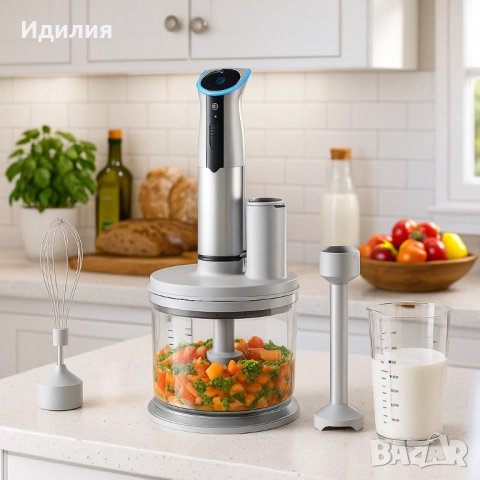 Многофункционален кухненски пасатор с чопър и бъркалка – 800W мощност, снимка 4 - Чопъри и пасатори - 51784988