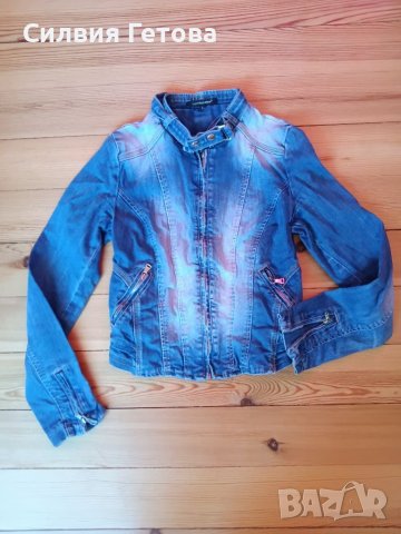 Страхотно дънково вталено яке Farfallina р-р S, снимка 2 - Якета - 37350079