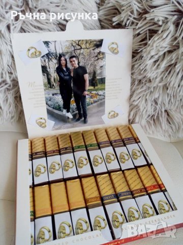 Кутия с бонбони за годишнина"Честита годишнина" или сватба ,етикет с ваша снимка, снимка 2 - Декорация за дома - 34610051
