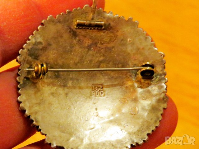 Старинна сребърна  османска муска проба 900, медальон, брошка с тугра, тура -  накит, а, снимка 4 - Колиета, медальони, синджири - 38514775