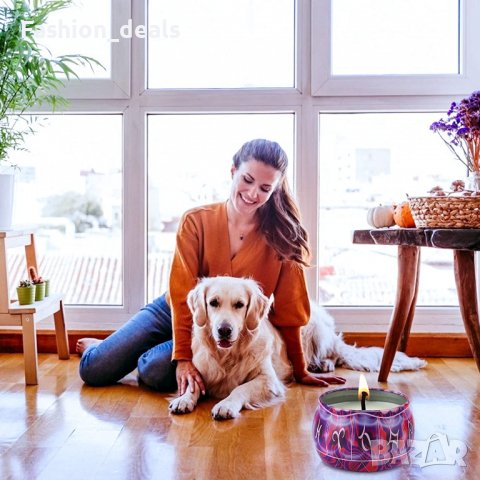 Нов Подаръчен комплект 4 ароматни свещи Релаксация Антистрес дом офис, снимка 4 - Други - 37451862