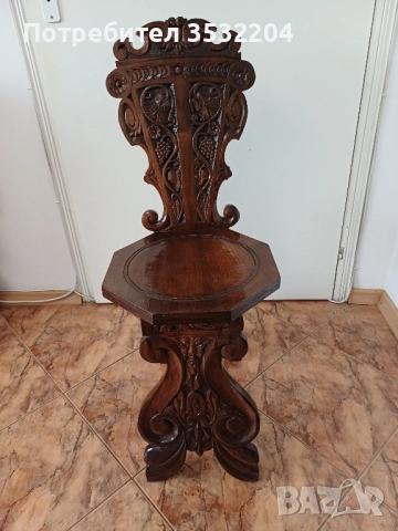 Английски антикварен стол, снимка 2 - Антикварни и старинни предмети - 52133654