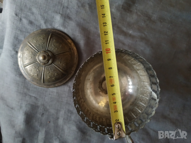 Стара посребрена бонбониера арт деко, снимка 3 - Други ценни предмети - 36482154