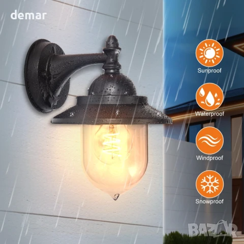 EBION Coach Фенер Външни стенни лампи, 2 бр. Традиционни винтидж ретро външни лампи, снимка 2 - Външни лампи - 50442481