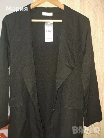 Черно дълго тънко сако на Krisp L, снимка 2 - Сака - 49753472