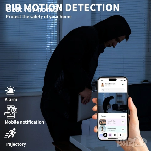 2K 4MP Охранителна WiFi Камера Hiseeu – 360° Въртяща се, Цветно нощно виждане и AI Проследяване, снимка 6 - HD камери - 53165455