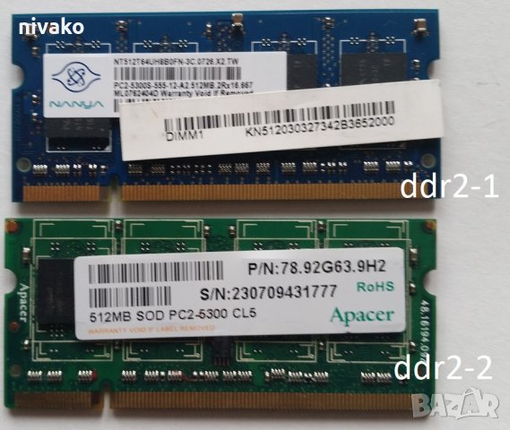 Продавам памети за лаптоп DDR2, DDR3, DDR333, снимка 1 - RAM памет - 32609608
