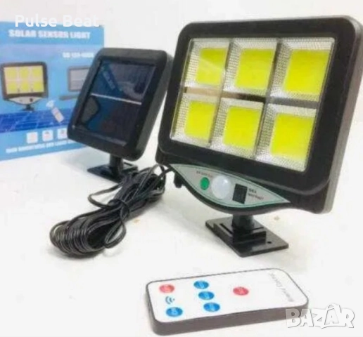 Лампа с отделен соларен панел и 128 cob led диода с 3 режима,дистанционно, снимка 5 - Лед осветление - 52416191