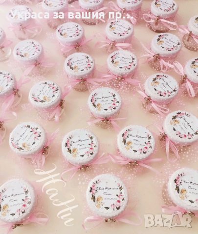 Подаръчета за гости за кръщене свещ в украсено бурканче, снимка 3 - Други - 38301266