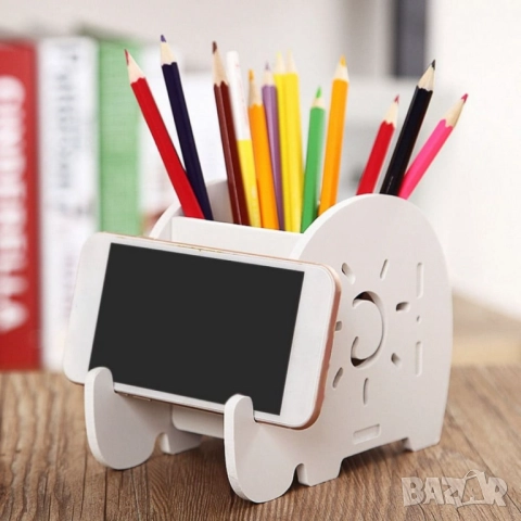 Поставка за съхранение на училищни и офис консумативи – Органайзер с държач за химикалки и телефон в