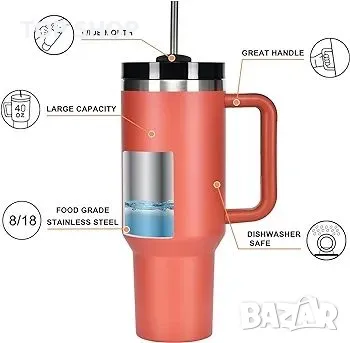 Термос чаша с вакуумна изолация от неръждаема стомана 40 унции, чаша за пътуване, снимка 2 - Чаши - 48735236