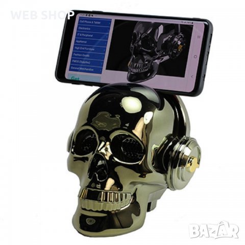 Bluetooth колонка със стойка за телефон череп Skull KMS, снимка 4 - Bluetooth тонколони - 32747477