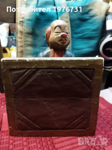 Стара дървена Статуетка, фигура на Клоун свирещ на пияно, снимка 3 - Статуетки - 43587066