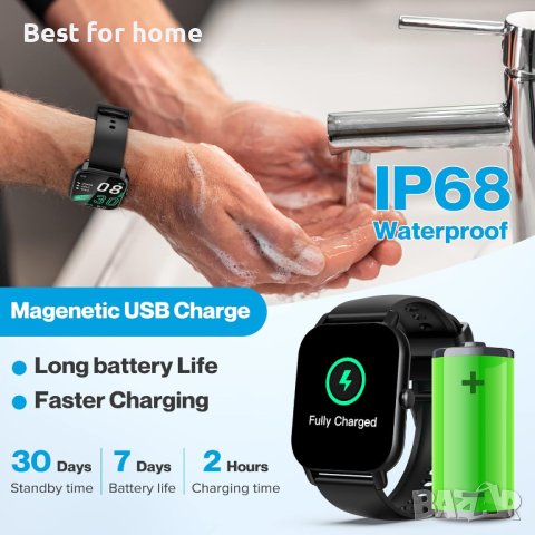 Смарт часовник Aptkdoe, фитнес тракер с високоговорител Dail Calls, 1,85" TFT сензорен екран IP68 во, снимка 3 - Смарт гривни - 43327504