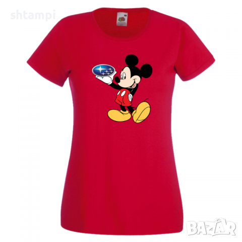 Дамска тениска Mickey Mouse Subaru .Подарък,Изненада,, снимка 8 - Тениски - 36529158