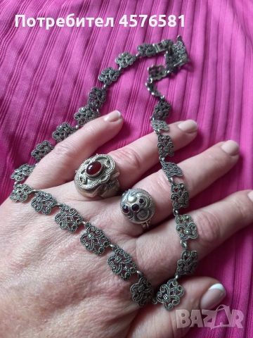 сребърни стари бижута маркирани, снимка 2 - Антикварни и старинни предмети - 53384000