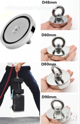 250кг. МАГНИТ 80мм с кука (халка), неодимов magnit риболов, снимка 12 - Други - 35005706