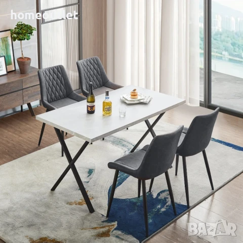 Трапезни столове с дамаска от PU кожа CLIPOP C-U-DC-B0372GY, снимка 5 - Столове - 50713919