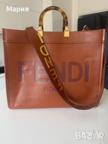 Голяма бизнес Фенди/Fendi „Слънчев лъч-Sinchine“ чанта от естествена кожа, снимка 2 - Чанти - 49828563