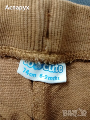 Бебешко памучно анцужено долнище с връзки за деца 6-9 месеца., снимка 3 - Бодита за бебе - 43243691