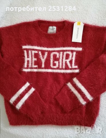 НОВИ ефектна червена блуза с надпис и суичър, снимка 3 - Детски Блузи и туники - 32585375