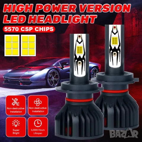 2 броя LED крушки Dualvision H7 Canbus, снимка 2 - Аксесоари и консумативи - 52603794