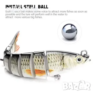 VTAVTA 10/14 см потъващи воблери Риболовни примамки Съединена Crankbait Swimbait 8-сегментна твърда , снимка 2 - Стръв и захранки - 48495742