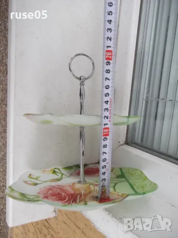 Фруктиера стъклена метал на две нива, снимка 6 - Аксесоари за кухня - 49237772