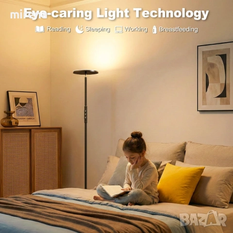 Супер ярка подова лампа безстепенна димируема LED ЛЕД дистанционно, снимка 4 - Настолни лампи - 53238511