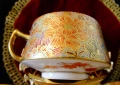 Чаша с чинии японски порцелан Satsuma Shosan Meiji,злато. , снимка 4