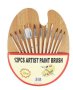 Комплект дървена палитра с 12 четки за рисуване, снимка 1 - Ученически пособия, канцеларски материали - 43088686