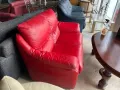 Червен кожен диван , снимка 3