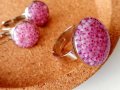 Комплект пръстен и обеци в нежно розово , снимка 1