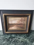 35х42см/малка картина масло върху платно/пейзаж-гора-езеро/масивна дървена рамка, снимка 1
