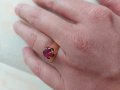 Руски златен пръстен с рубин, снимка 3