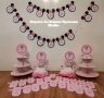 Украса За бебешка погача на тема Мини Маус в розово * надпис *стойка за мъфини и сладки * украса За , снимка 1 - Други - 32621332