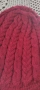 Вишнева дамска плетена зимна шапка с козирка, снимка 4