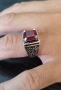Мъжки сребърен пръстен с рубин от Тайланд, снимка 1