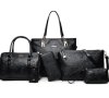 Комплект от 6 броя луксозни дамски чанти /Цвят: Черен;, снимка 1 - Чанти - 43262595