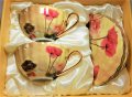 Луксозен порцелан чаши за кафе с букет цветя, снимка 7