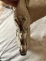 Дамски бежови боти от естествена кожа и екстравагантен ток, снимка 3