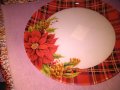 Гръцка голяма чиния плато стъклена с флорален мотив-нова фи 31см, снимка 2