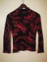 Дамски тънък пуловер блуза с дълъг ръкав черно червено XS-S 