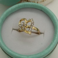 18 К златно покритие позлатен пръстен от медицинска стомана с бели кристали, снимка 18 - Пръстени - 43706934