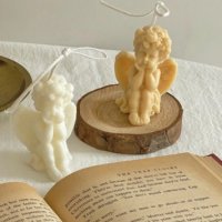 3D Голям седящ замислен ангел силиконов молд форма калъп гипс декор свещ, снимка 3 - Форми - 38044651