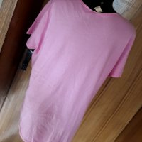 Нова изчистена светло розова тениска тип туника ХЛ, снимка 3 - Тениски - 32985692