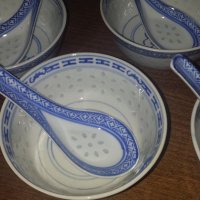 Традиционни Китайски купи за ориз с порцеланови лъжици, снимка 7 - Прибори за хранене, готвене и сервиране - 13658724