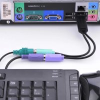 Преходник USB мъжки към двоен PS/2, PS2 женски адаптер за клавиатура и мишка конектор порт компютър, снимка 3 - Други - 39149900